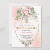 Invitation Graceful Boho Pale Pink Roses Bohemian Quinceañera (Devant)