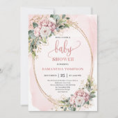 Invitation Graceful Dusty Pink Floral Eucalyptus Baby Shower (Devant)