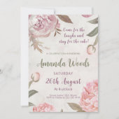 Invitation Graceful Peony Élégance Anniversaire Célébration (Devant)