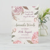 Invitation Graceful Peony Élégance Anniversaire Célébration (Debout devant)