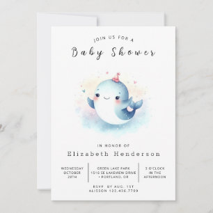 Invitation Graceful Printable Baby shower baleine