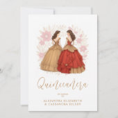 Invitation Graceful Romantic Spanish Quinceañera Twins  (Devant)