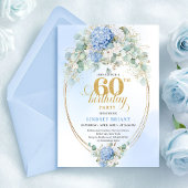 Invitation Graceful Rustic Soft Blue Hydrangea 60th Birthday