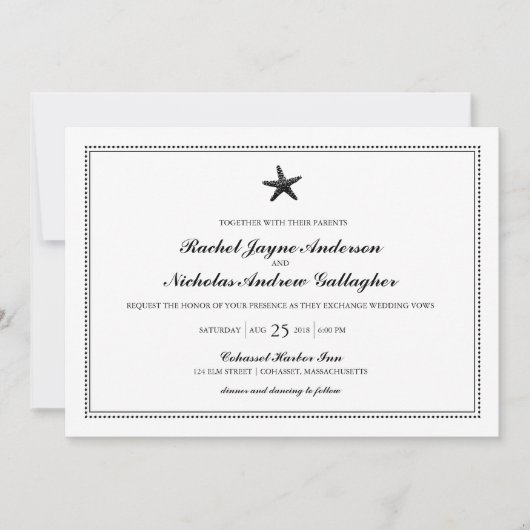 Invitation Graceful Starfish Classic Black | MARIAGE (Devant)