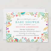 Invitation Gracity Blue Floral Baby shower mignon (Devant)