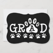 Invitation Grad 2024 Black White Empreintes de pattes Graduat (Devant)