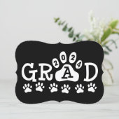 Invitation Grad 2024 Black White Empreintes de pattes Graduat (Debout devant)