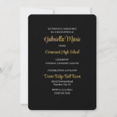 Invitation Grad 2025 Gold Bling Black Photo Grad Faux (Dos)
