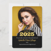 Invitation Grad 2025 Gold Bling Black Photo Grad Faux (Devant)