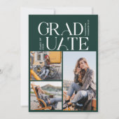 Invitation Grad 2025 Photo Collage Green Graduation Party (Devant)