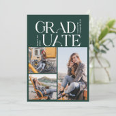 Invitation Grad 2025 Photo Collage Green Graduation Party (Debout devant)