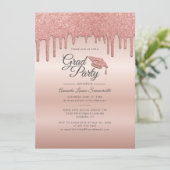 Invitation Grad 2025 Rose Parties scintillant d'or de la part (Debout devant)