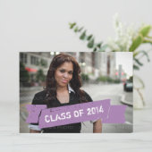 Invitation Grad Banner Grunge Violet (Debout devant)