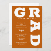 Invitation GRAD Burnt Orange Graduation (Devant / Derrière)