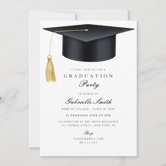 Invitation Grad cap modern graduation ceremony (Devant)