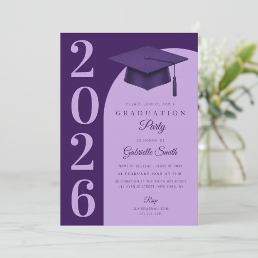Invitation Grad cap modern graduation party (Debout devant)