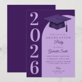 Invitation Grad cap modern graduation party (Devant / Derrière)