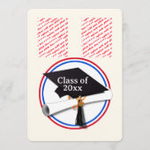 Invitation Grad Cap w/Diploma - Red & Blue School Colors (Devant)