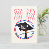 Invitation Grad Cap w/Diploma - Red & Blue School Colors (Debout devant)