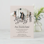 Invitation Grad Casquette Bow Tassel Photo Collage Graduation (Debout devant)