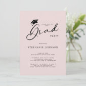 Invitation Grad Casquette Chic Moderne Calligraphie Partie de (Debout devant)