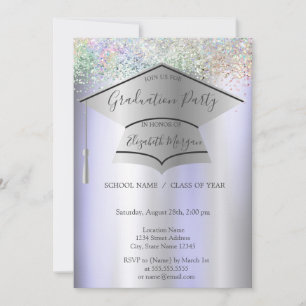 Invitation Grad Casquette, Colorful Confetti Violet Graduatio