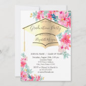 Invitation Grad Casquette de l'or Fleurs de printemps Grad Gr (Devant)