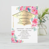Invitation Grad Casquette de l'or Fleurs de printemps Grad Gr (Debout devant)