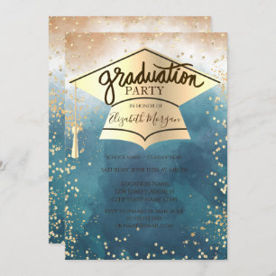 Invitation Grad Casquette, Diamants Peinture Splash Graduatio