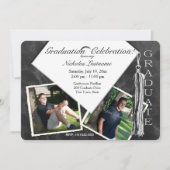 Invitation Grad Casquette et Tassel Twin Photo (Devant)