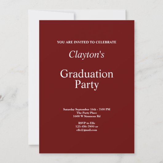 Invitation Grad Casquette Grad Graduation Party (Dos)
