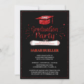 Invitation Grad Casquette Red Parties scintillant 2018 Gradua (Devant)
