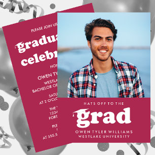 INVITATION GRAD CASQUETTES RETRO OFF À GRAD PHOTO GRAD INVITA