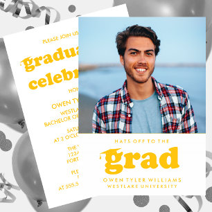 INVITATION GRAD CASQUETTES RETRO OFF À GRAD PHOTO GRAD INVITA
