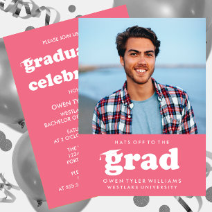 INVITATION GRAD CASQUETTES RETRO OFF À GRAD PHOTO GRAD INVITA