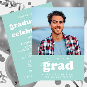 INVITATION GRAD CASQUETTES RETRO OFF À GRAD PHOTO GRAD INVITA