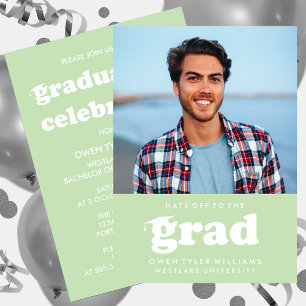 INVITATION GRAD CASQUETTES RETRO OFF À GRAD PHOTO GRAD INVITA