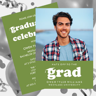 INVITATION GRAD CASQUETTES RETRO OFF À GRAD PHOTO GRAD INVITA