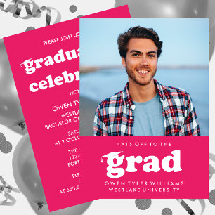 INVITATION GRAD CASQUETTES RETRO OFF À GRAD PHOTO GRAD INVITA