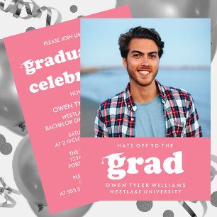 INVITATION GRAD CASQUETTES RETRO OFF À GRAD PHOTO GRAD INVITA