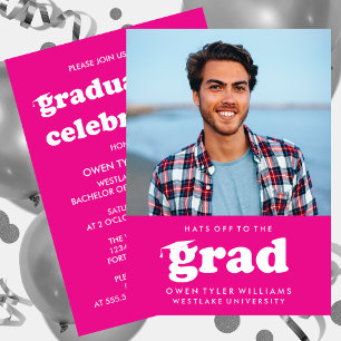 INVITATION GRAD CASQUETTES RETRO OFF À GRAD PHOTO GRAD INVITA