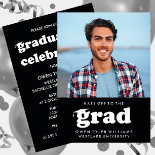 INVITATION GRAD CASQUETTES RETRO OFF À GRAD PHOTO GRAD INVITA