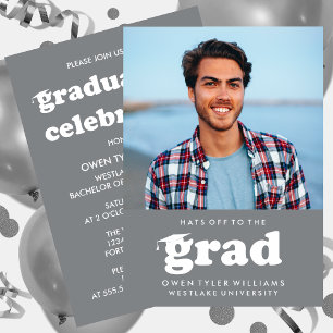 INVITATION GRAD CASQUETTES RETRO OFF À GRAD PHOTO GRAD INVITA