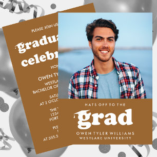 INVITATION GRAD CASQUETTES RETRO OFF À GRAD PHOTO GRAD INVITA
