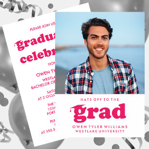 INVITATION GRAD CASQUETTES RETRO OFF À GRAD PHOTO GRAD INVITA