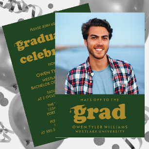 INVITATION GRAD CASQUETTES RETRO OFF À GRAD PHOTO GRAD INVITA