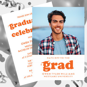 INVITATION GRAD CASQUETTES RETRO OFF À GRAD PHOTO GRAD INVITA