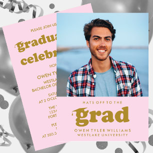 INVITATION GRAD CASQUETTES RETRO OFF À GRAD PHOTO GRAD INVITA