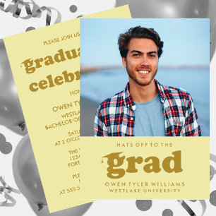 INVITATION GRAD CASQUETTES RETRO OFF À GRAD PHOTO GRAD INVITA