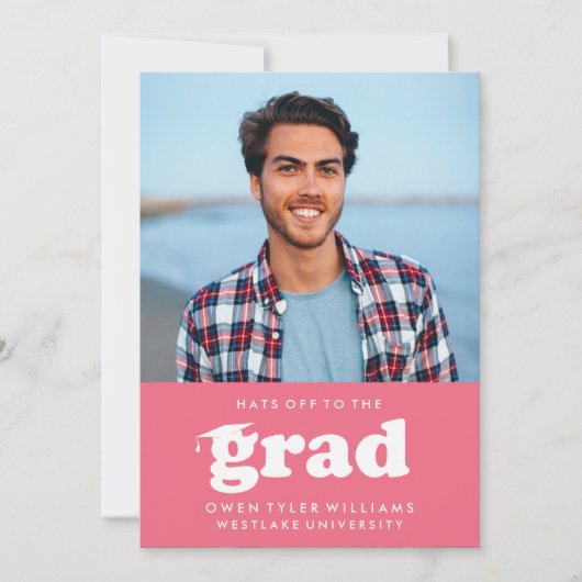 INVITATION GRAD CASQUETTES RETRO OFF À GRAD PHOTO GRAD INVITA (Devant)